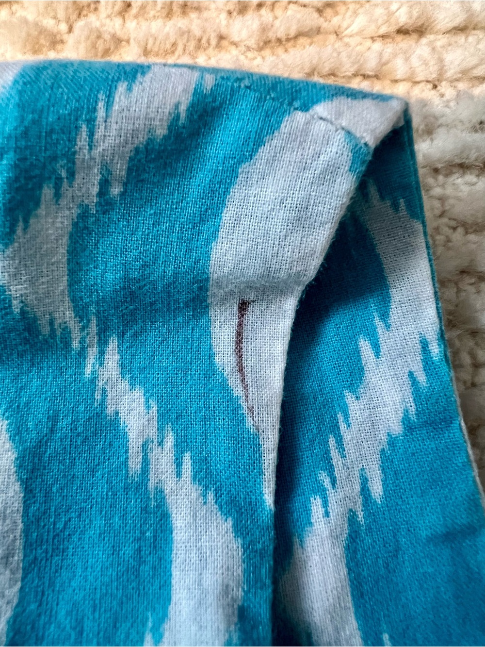 Oscar de la Renta Turquoise and White Ikat Printed Shift Dress Sz 5 - Picture 6 of 7